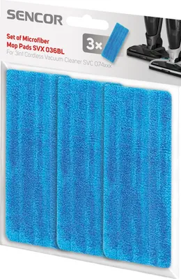 Immagine prodotto di SENCOR SVX 036BL Set di mop in microfibra per SVC 074x, accessorio per aspirapolvere a batteria 3 in 1 con mop