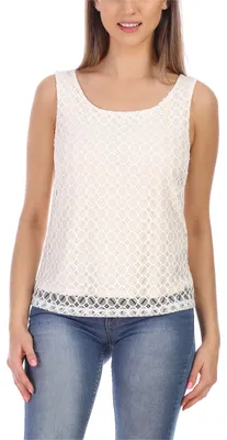 Produktbild von Bellivalini Damen Shirt Ärmellos elegant Rundhals mit Spitze BLV50-262 (Ecru, S)