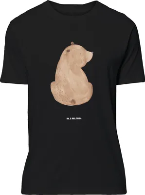 Produktbild von Mr. & Mrs. Panda Größe XL T-Shirt Bär Schulterblick - Schwarz - Geschenk, Motivation, mit Spruch, Bärenliebe, Selbstachtung, Tshirt, Bären, Shirt, Weisheit, Teddy