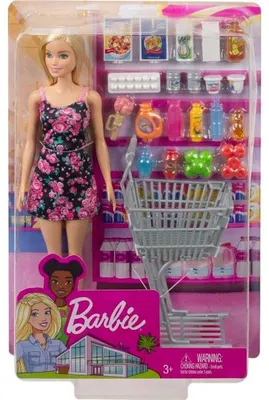 Image de Coffret barbie le supermarché avec poupée barbie + accessoires - 21 piéces - poupée mannequin - mattel - gtk94