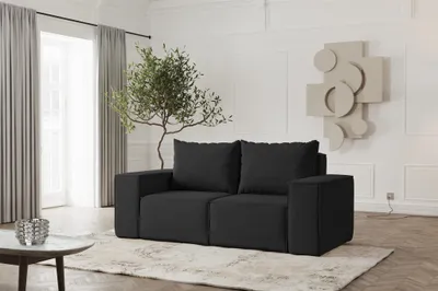 Produktbild von Sofa Designersofa ESTELLE 2-Sitzer in Stoff Opera Velvet Schwarz
