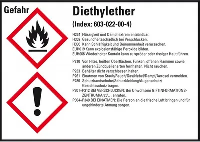 Produktbild von Dreifke® Aufkleber I GHS-Etikett Diethylether, GefStoffV/GHS/CLP, Folie, 148x...