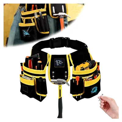 Produktbild von Werkzeuggürtel für Herren mit 26 Taschen, robuster Handwerkergürtel, verstellbar und abnehmbar für Elektriker, Tischler und Klempner