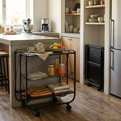 Produktbild von abc HOME | Servierwagen | drei Ablageflächen | klappbar | schwarz | 70 cm H