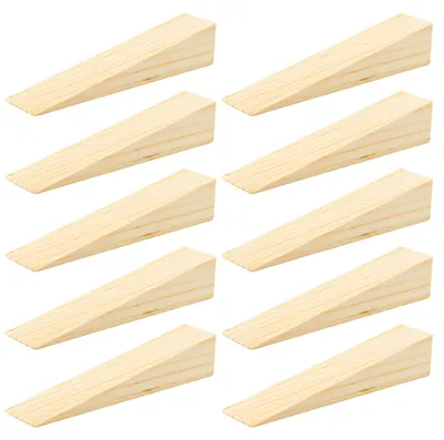 Produktbild von 10 kleine Türkeile aus Holz, Türstopper mit Holzkeil, rutschfest, Türstopper aus Holz, für Böden und Fliesen (15 x 3 x 3 cm)