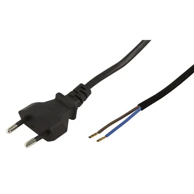 Produktbild von Euro-Netzkabel McPower mit blanken Enden Länge 1,5 m, 2x0,75 mm², schwarz