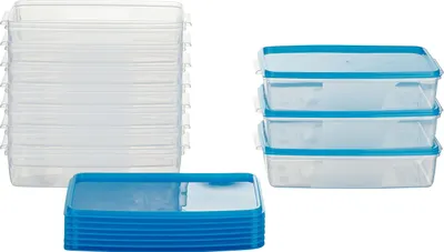Productafbeelding van Set van 10 blauwe voedselopslagcontainers met deksel