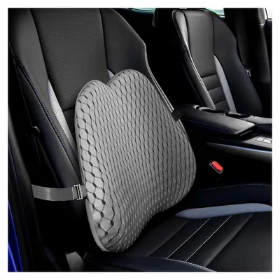 Produktbild von Rückenkissen aus Memory Foam, ergonomisches Lendenkissen für Auto, Bürostuhl und Rollstuhl (grau)