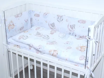 Produktbild von Baby Bettwäsche für Beistellbett 40x90cm Set mit Nestchen Spannbettlaken 6 teilig - D07 - Wolken