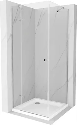Zdjęcie produktu dla Mexen Roma kabina prysznicowa uchylna 90 x 90 cm, transparent, chrom + brodzik Flat - 854-090-090-01-00-4010