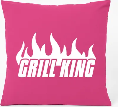 Produktbild von Huuraa Kissen Grill King Flammen 40x40cm mit Füllung Fuchsia Baumwolle Dekokissen Geschenkidee