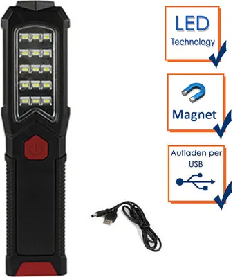 Produktbild von REV LED Akku Handlampe Arbeitsleuchte Torch schwarz 3,7W 400lm kaltweiß USB Haken Magnet