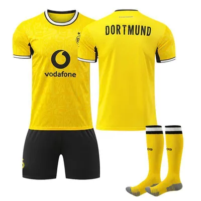 Immagine prodotto di No name no number Maglia da calcio del Borussia Dortmund per le partite in casa della stagione 26-27, per bambini e adulti. TAGLIA:26