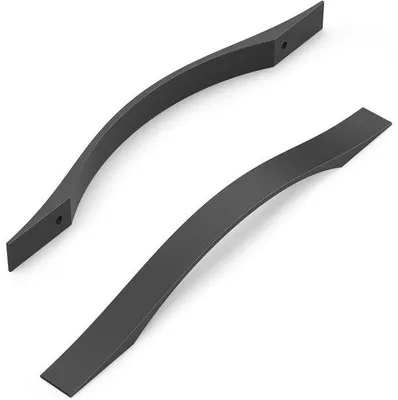 Immagine prodotto di Set di 10 maniglie nere opache per mobili (a forma di "D") – distanza tra i fori di 160 mm, in alluminio, per cucina e mobili, con viti da 25/45 mm