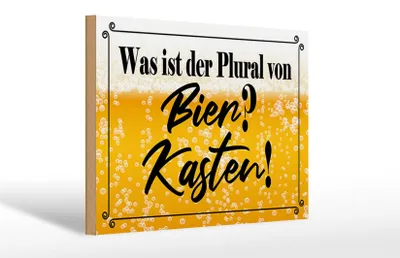 Produktbild von Holzschild was ist Plural von Bier, 30 x 20 cm, Holzschilder Spruch Alkohol