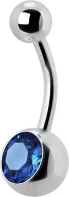 Produktbild von Bauchnabel Piercing Titan G23 Banana 5/8mm Kugeln Kristall Stein - Blau.TJBL