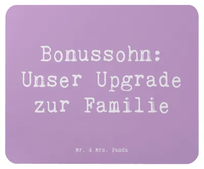 Produktbild von Mr. & Mrs. Panda Mouse Pad Spruch Bonussohn Wertschätzung - Lavendeltraum - Geschenk, Verwandte, mausteppich, Geburtstage, Stiefsohn, handgemacht, Familienmitglied