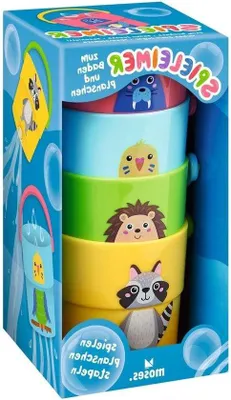 Zdjęcie produktu dla Zestaw do kąpieli, 4 elementy, kolorowe wiaderka z uchwytem