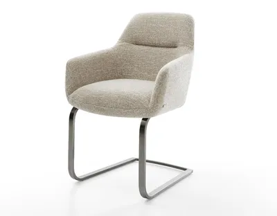 Produktbild von DELIFE Freischwinger Pejo-Flex Webstoff Soft Beige Freischwinger flach Graphit Taschenfederkern