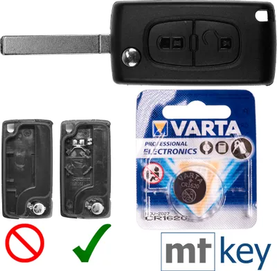 Produktbild von Autoschlüssel Funk Fernbedienung Austausch Gehäuse mit 2 Tasten + VA2 Rohling + Batterie kompatibel mit Peugeot 407 Partner Citroen C2 C3 Picasso Berlingo