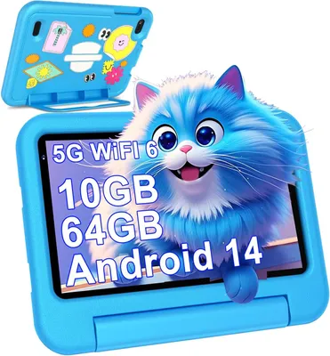 Produktbild von 2025 Neuestes WLAN 6, 5G + 2.4G WiFi, 8-Core 1,8 GHz, 1024 x 600, 3500 mAh, Typ-C, Bluetooth 5.0, Kinder-Tablet mit EVA-Hülle -