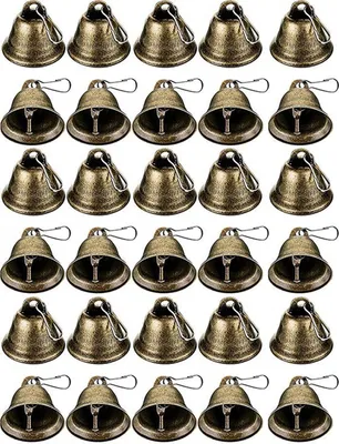 Produktbild von Kleine Glocken-Weihnachtsdekoration, Vintage-Messing-Schellen mit Haken zum Aufhängen von Windspielen, zur Herstellung von Dekorationen für Zuhause, Hochzeiten, Weihnachten und Partys