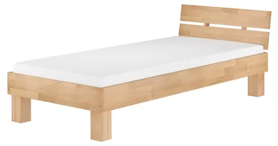 Produktbild von Einzelbett Buchebett massiv 100x200 Bettrahmen Gästebett Futonbett Zubehör wählbar V-60.86-10 Rollrost und Matratze inkl.
