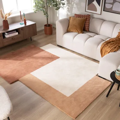 Produktbild von Volero - Wollteppich Abstrakt - Jules Creme Braun - 160x230 cm - Wohnzimmer, Schlafzimmer - Modern