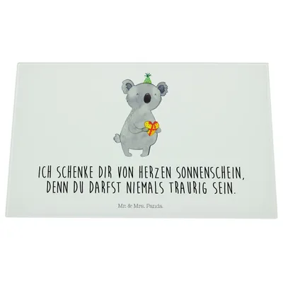 Produktbild von Mr. & Mrs. Panda Schneidebrett Glas Koala Geschenk - Weiß - Hackbrett, Party, schneidbrett, Aus, Geburtstag, Schneidplatte, Glasschneidebrett