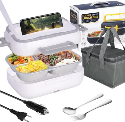 Produktbild von Elektrische Lunchbox 40W 2in1 Elektrische Lunchbox,mit isolierte Tragetasche Gabel & Löffel