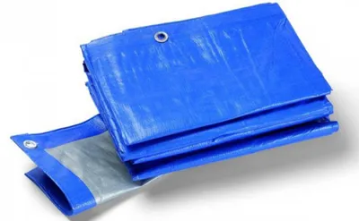 Produktbild von Schuller 46533 Gewebe Schutzplane mit Ösen, blau /grau, ca. 180gr Größe 1,5 x 6 m