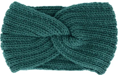 Produktbild von axy Damen Strick Stirnband mit Twist Knoten, Winter Haarband, Headband gestrickt Haarband Blaugrün