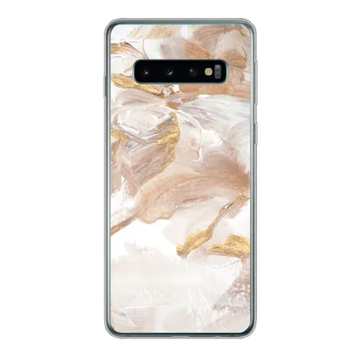 Produktbild von MuchoWow® Handyhülle Schutzhülle Hülle für Samsung Galaxy S10 Wasserfarbe - Gold - Braun Silikon Softcase Handy Hülle - Handytasche