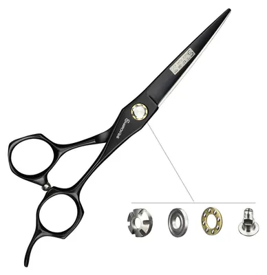 Productafbeelding van Professionele kappersschaar, handgemaakt, 15 cm (6 inch), zwart, roestvrij staal, ergonomisch ontwerp