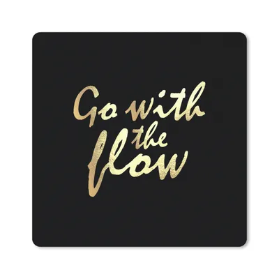 Produktbild von MuchoWow® Mauspad Mousepad Zitate - Entspannen - Gold - Schwarz 20x20 cm - Mousepads - Maus Mat - Pad - Mausunterlage - Desk Mat - Bureauartikeln