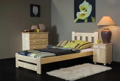 Produktbild von Bettrahmen für Kinder / Kinderbett 90 x 200 cm | Massivholz: Kiefer | Natur Lackiert