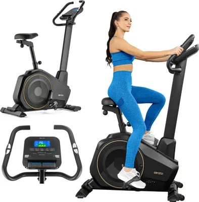 Produktbild von Gymtek® Elektromagnetischer Heimtrainer, Fahrrad für Zuhause - bis 150kg - 16 Widerstandsstufen, 10kg Schwungmasse - LCD Display - Home Gym Fitness