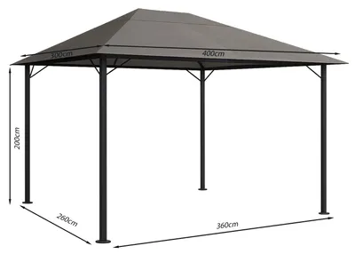 Produktbild von Metall Garten Pavillon Nizza 3x4m Partyzelt Taupe / Beigegrau RAL 7006