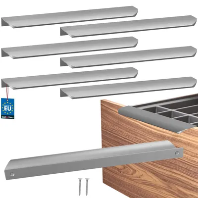 Image de KOTARBAU® Lot de 6 poignées de meubles, poignées d'armoire 276 mm, argent mat ZnAl, poignées à visser par l'arrière, poignées de chant, poignées de tiroir, cuisine moderne
