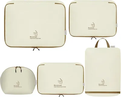 Produktbild von Packwürfel Set, 5-teilig, Koffer-Organizer, mit 3 Kleidertaschen, Kosmetiktasche und Schuhbeutel, für Reisen