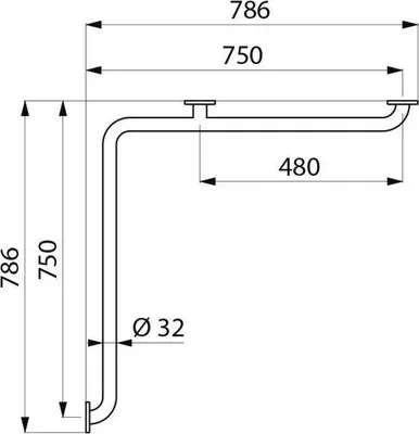 Zdjęcie produktu dla Delabie poręcz 2-ścienna D32 750x750mm Edst. sat.