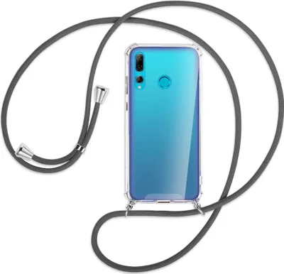 Produktbild von Handykette Backcover-Schutzhülle mit Band (Metall silberfarben) für Huawei P Smart Plus 2019 - dunkelgrau