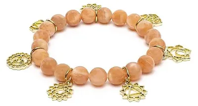 Immagine prodotto di Bracciale Con Ciondoli Con Simboli Chakra Pietra Del Sole - ±7 Cm