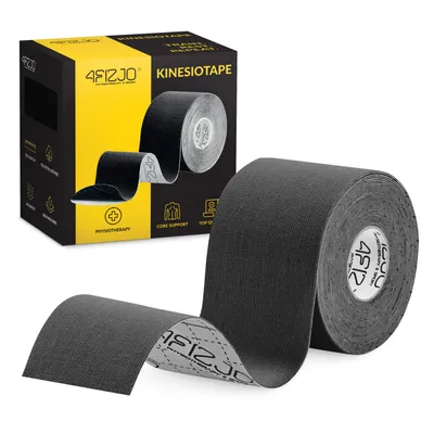 Produktbild von 4FIZJO Kinesiologie Tape 5 cm x 5 m, wasserfest, 140 % elastisch, XL Breite, Sport und Therapie, schwarz