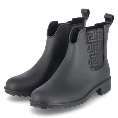 Productafbeelding van Rieker dames laarsje, gevoerd, rubberen laars, met elastische inzetstukken, mat oppervlak, model P8260, maat: 41 EU, kleur: zwart