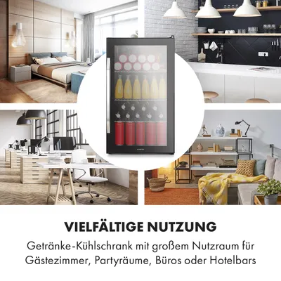 Produktbild von Klarstein Mini Kühlschrank mit Glastür, Mini-Kühlschrank für Zimmer, Getränkekühlschrank Klein mit Verstellbaren Ablagen, Kleiner Kühlschrank 80 Liter, Indoor/Outdoor Kühlschrank Leise