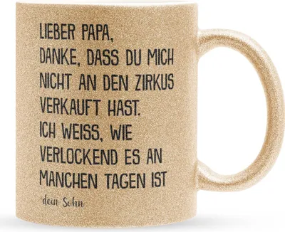 Produktbild von 22Feels Glitzertasse Gold Papa Geschenk von Sohn Vatertag Vater Geburtstag Weihnachten Kaffeetasse Männer Haferl Geschenkidee Bürotasse