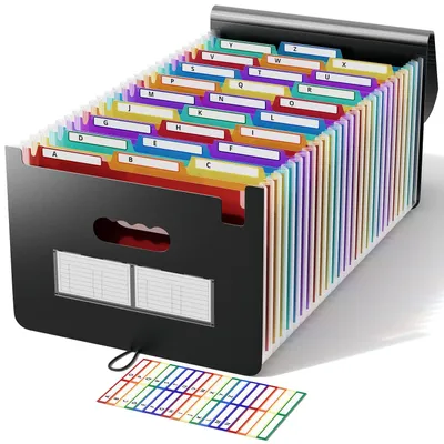 Produktbild von A4-Dokumentenmappe mit 26 Fächern, Ziehharmonika-Sortiermappe, farbenfroher Dokumentenorganizer