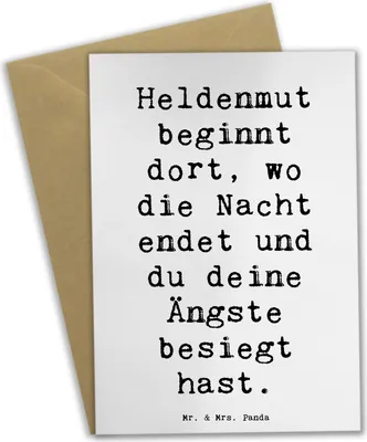 Produktbild von Mr. & Mrs. Panda Beileidskarte Spruch Ängste vor Monstern besiegen - Weiß - Geschenk, einladungskarten, Unterstützung, inspirierende Weisheit, genesungskarte, Grußkarten