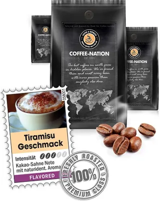 Produktbild von Kaffee TIRAMISU aromatisiert von Coffee-Nation, 500g Bohnen